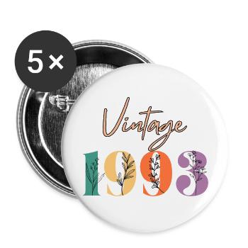 Vintage 1993 Floral - Buttons large 2.2''/56 mm (5-pack) - white - Front