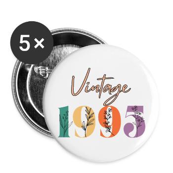 Vintage 1995 Floral - Buttons large 2.2''/56 mm (5-pack) - white - Front