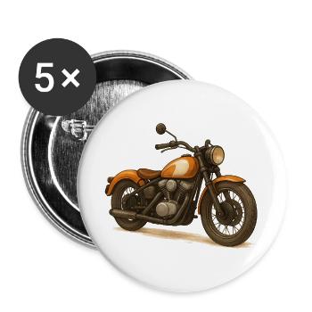 Vintage orange and cream motorcycle stylized - Buttons large 2.2''/56 mm (5-pack) - white - Front