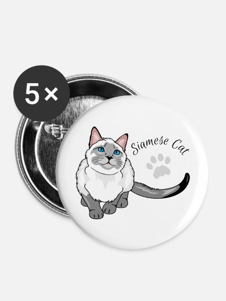 Neugierige Siamkatze - Buttons groß 56 mm (5er Pack) - Weiß