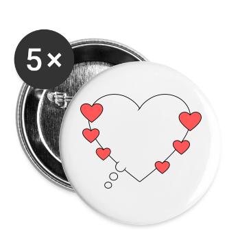 Thought bubble with hearts - Buttons large 2.2''/56 mm (5-pack) - white - Front