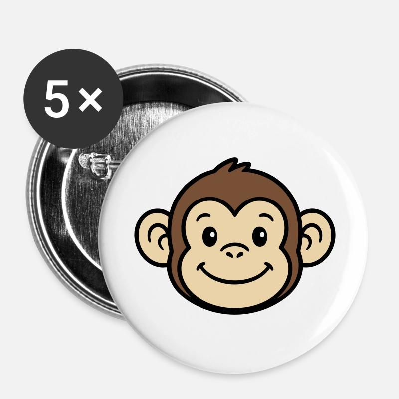 Monkey Face - Buttons large 2.2''/56 mm (5-pack) - white