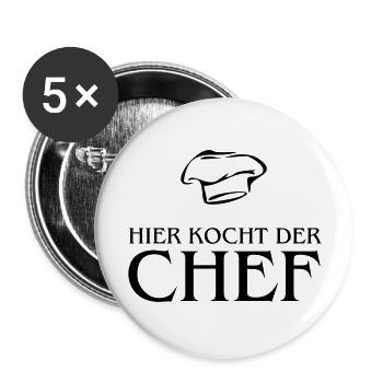Kochen Koch Essen Trinken Fun Chefkoch Lifestyle - Buttons groß 56 mm (5er Pack) - Weiß - Vorne