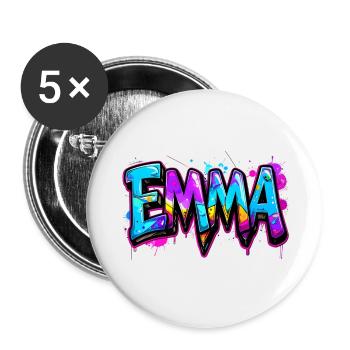 graffiti, letters, emma, illustration - Buttons large 2.2''/56 mm (5-pack) - white - Front