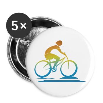 Radfahrer - Buttons groß 56 mm (5er Pack) - Weiß - Vorne