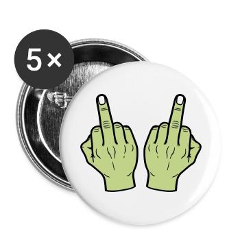 Middle Finger Hand - Buttons large 2.2''/56 mm (5-pack) - white - Front