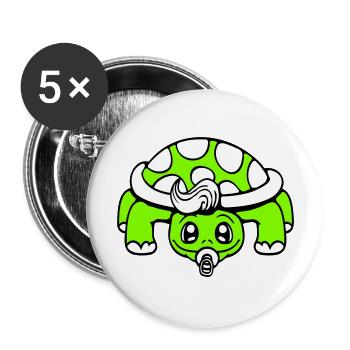 Tortue Bébé Sucette Petit Enfant Bambin - Lot de 5 grands badges (56 mm) - blanc - Devant