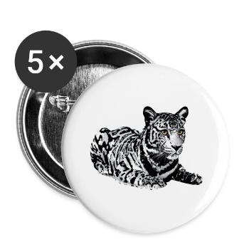 Tiger,Leopard,Pailletten,Glitzer,schwarz-weiß - Buttons groß 56 mm (5er Pack) - Weiß - Vorne