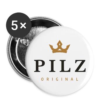 Logo original de la famille Mushroom - Lot de 5 grands badges (56 mm) - blanc - Devant