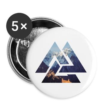 Wikinger Berge Valknut Natur Berg - Buttons groß 56 mm (5er Pack) - Weiß - Vorne