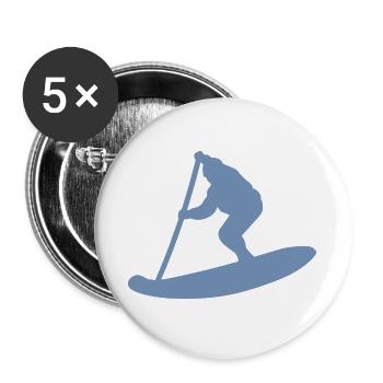 Minimalistische Stand Up Paddle Silhouette - Buttons groß 56 mm (5er Pack) - Weiß - Vorne