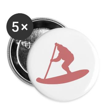 Minimalistische Stand Up Paddle Silhouette - Buttons groß 56 mm (5er Pack) - Weiß - Vorne