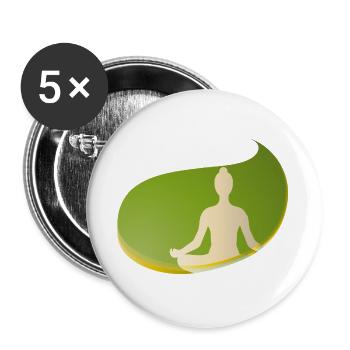 Yoga Silhouette in grüner Tropfenform – Zen Design - Buttons groß 56 mm (5er Pack) - Weiß - Vorne
