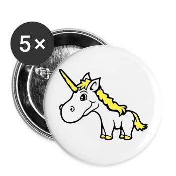 Licorne rose mignon mignon sympathique cheval de dessin animé - Lot de 5 grands badges (56 mm) - blanc - Devant