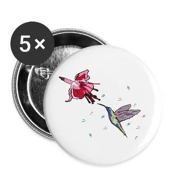 Kolibri - Buttons groß 56 mm (5er Pack) - Weiß - Vorne