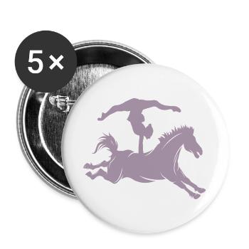 Équitation minimaliste silhouette voltige - Lot de 5 grands badges (56 mm) - blanc - Devant