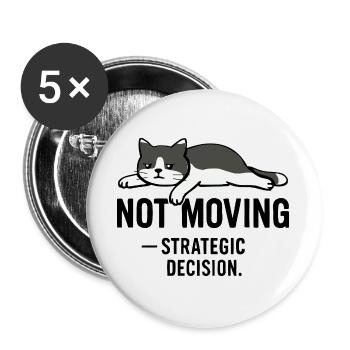 T-shirt Lazy cat – Not moving - Lot de 5 grands badges (56 mm) - blanc - Devant