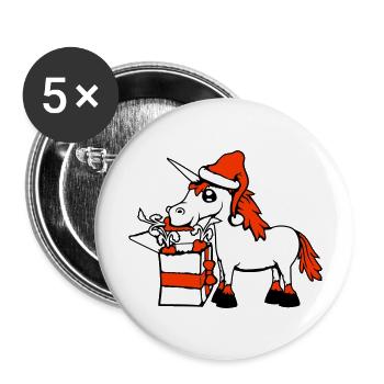 Unicorn Christmas Santa Claus Gifts Hat - Buttons large 2.2''/56 mm (5-pack) - white - Front