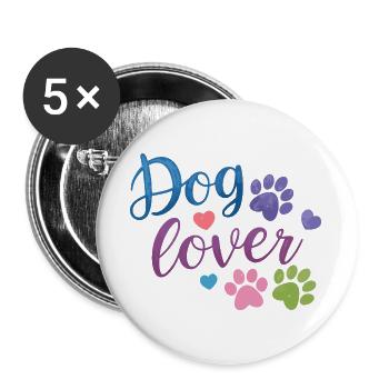Dog Lover Watercolor Paw Print - Buttons large 2.2''/56 mm (5-pack) - white - Front