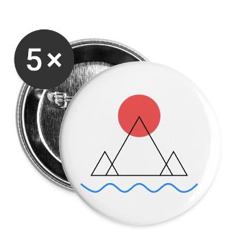 Minimaler Berg - Buttons groß 56 mm (5er Pack) - Weiß - Vorne