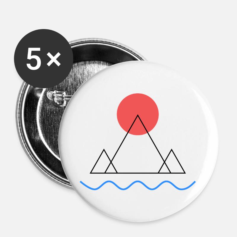 Minimal mountain - Buttons large 2.2''/56 mm (5-pack) - white