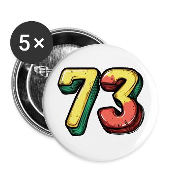 73 Zahl Comic - Buttons groß 56 mm (5er Pack) - Weiß - Vorne