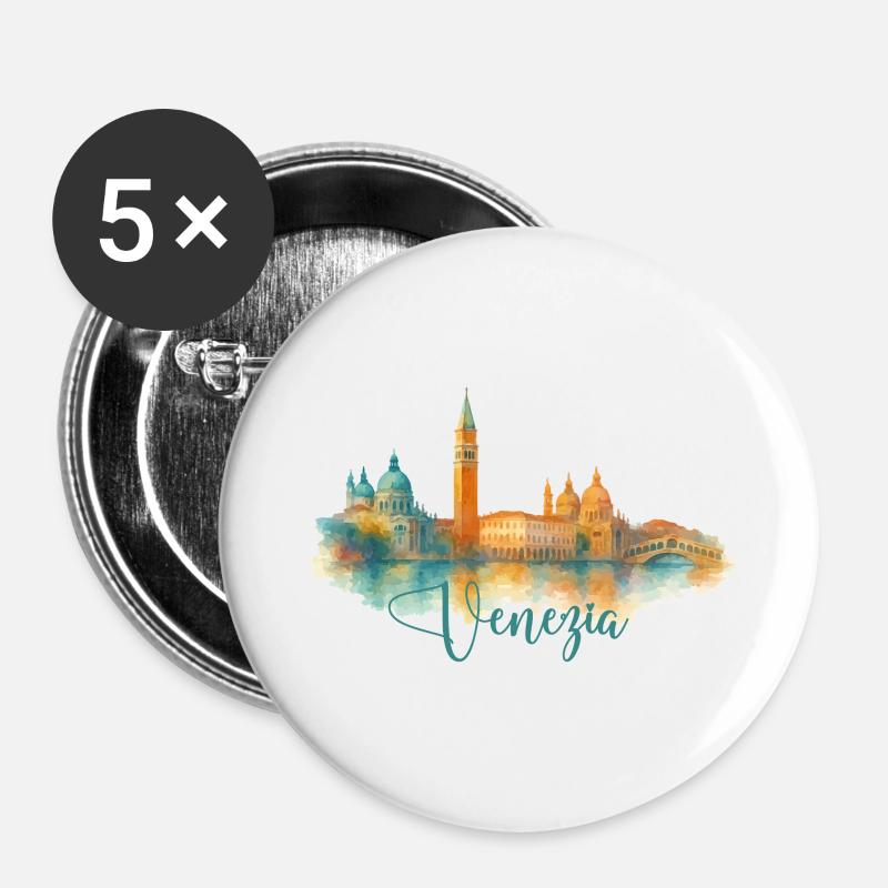 Venice Venezia City - Buttons large 2.2''/56 mm (5-pack) - white