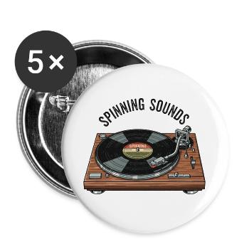 Plattenspieler - Buttons groß 56 mm (5er Pack) - Weiß - Vorne