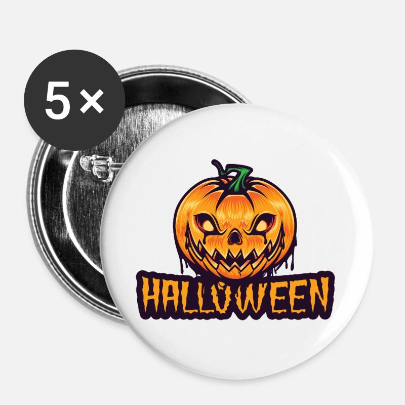 Spooky Pumpkin Halloween Design - Buttons large 2.2''/56 mm (5-pack) - white
