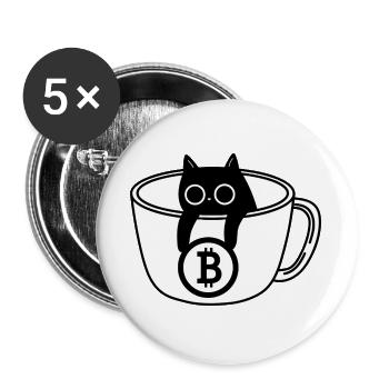 Crypto Katze Kaffeetasse Design - Buttons groß 56 mm (5er Pack) - Weiß - Vorne