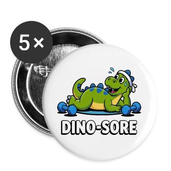 Dino Sore Gym Gewichte heben Fitness Workout - Buttons groß 56 mm (5er Pack) - Weiß - Vorne