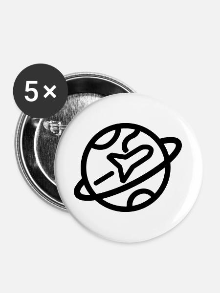 Weltreisen - Buttons groß 56 mm (5er Pack) - Weiß