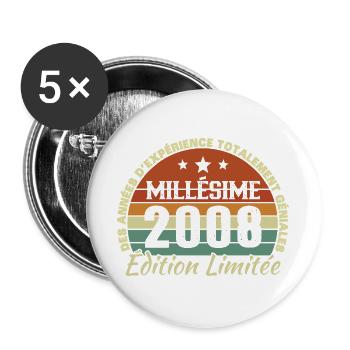 18 Year Old 2008 Vintage Retro Birthday - Buttons large 2.2''/56 mm (5-pack) - white - Front