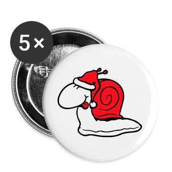 Escargot Père Noël Noël Chapeau Cadeau - Lot de 5 grands badges (56 mm) - blanc - Devant