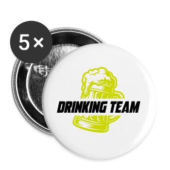 Drinking Team Bier - Buttons groß 56 mm (5er Pack) - Weiß - Vorne