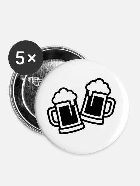 Bierkrug Bier Bierglas - Buttons groß 56 mm (5er Pack) - Weiß