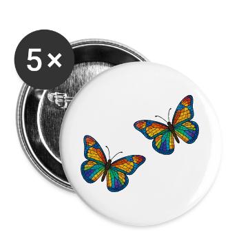 Colorful Mosaic Butterflies Design - Buttons large 2.2''/56 mm (5-pack) - white - Front