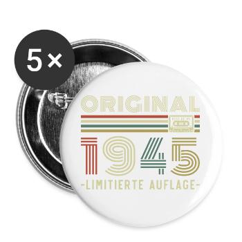 Original 1945 Jahrgang Vintage Geburtstag Retro - Lot de 5 grands badges (56 mm) - blanc - Devant