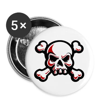 skull skeleton bones symbol - Buttons large 2.2''/56 mm (5-pack) - white - Front