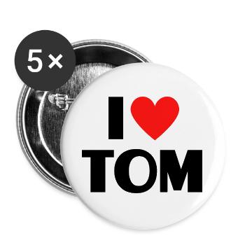 I love Tom Red Heart Love Fan Gift - Buttons large 2.2''/56 mm (5-pack) - white - Front