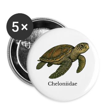 Motif de tortue de mer Cheloniidae - Lot de 5 grands badges (56 mm) - blanc - Devant