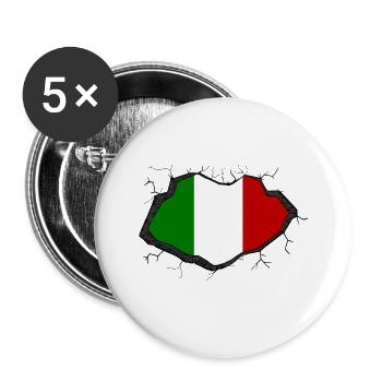 Drapeau italien - Lot de 5 grands badges (56 mm) - blanc - Devant