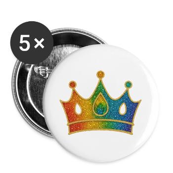 Glamorous rainbow crown with glitter effect - Buttons large 2.2''/56 mm (5-pack) - white - Front