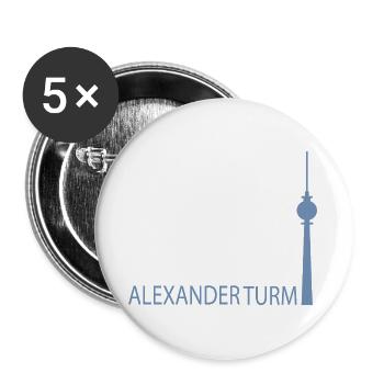 Minimalistisch Silhouette des Berliner Fernsehturm - Buttons groß 56 mm (5er Pack) - Weiß - Vorne
