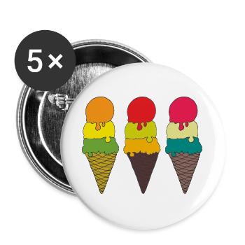 Illustration de cornet de glace coloré - Lot de 5 grands badges (56 mm) - blanc - Devant