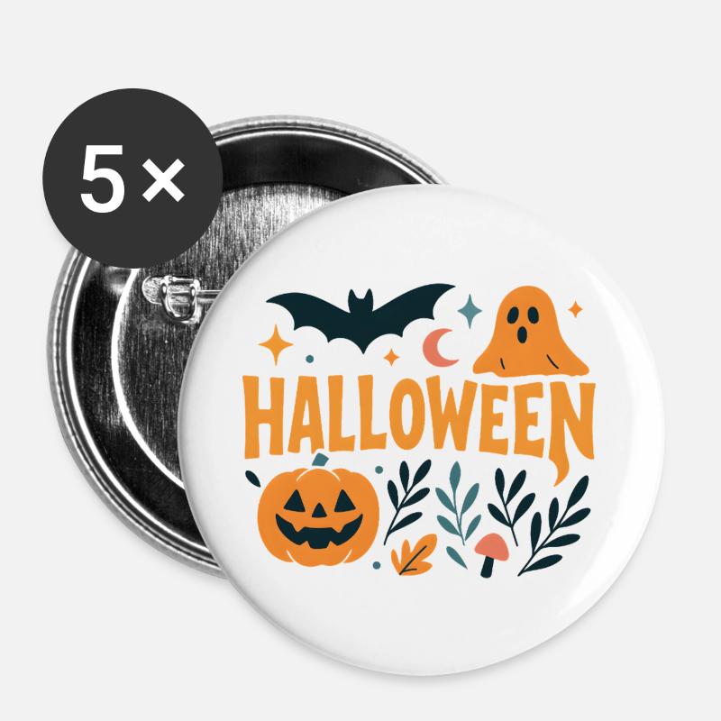 Classic Halloween - Buttons groß 56 mm (5er Pack) - Weiß