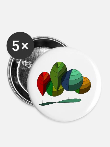 Baum - Buttons groß 56 mm (5er Pack) - Weiß