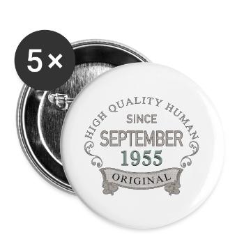 Depuis septembre 1955 - Lot de 5 grands badges (56 mm) - blanc - Devant
