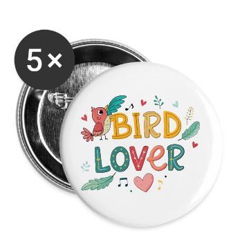 Zitat von Kid's Bird Lover - Buttons groß 56 mm (5er Pack) - Weiß - Vorne