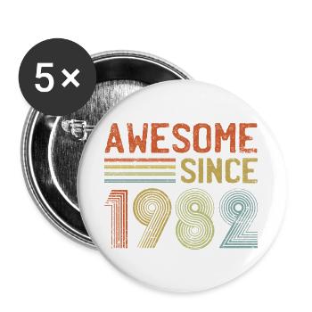 Typographie rétro de célébration de 1982 - Lot de 5 grands badges (56 mm) - blanc - Devant